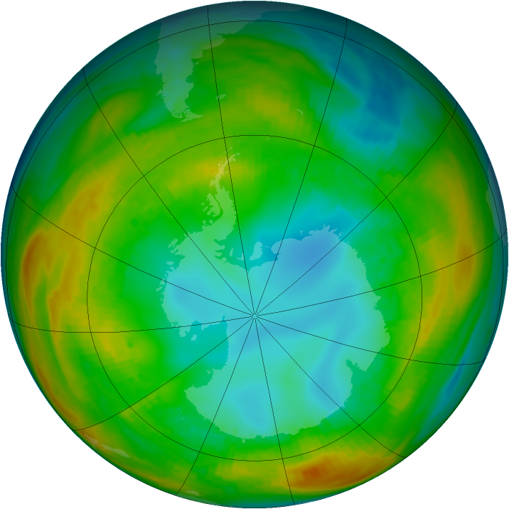 Antarctic ozone map for 08 August 1980
